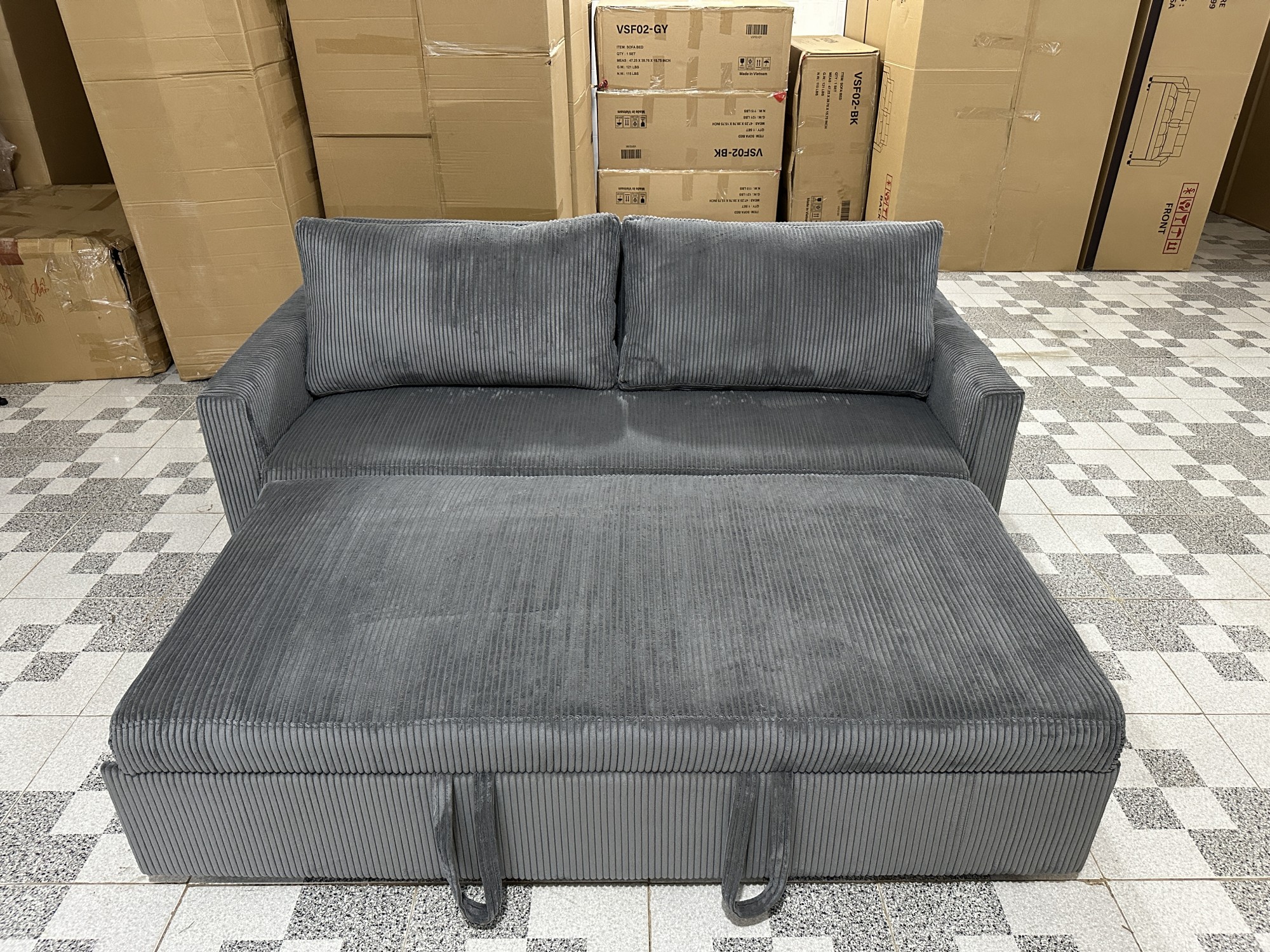 SOFA BED 1M8 VẢI GÂN XÁM - ảnh 4